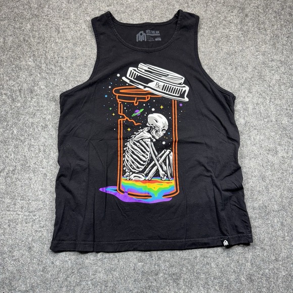 INTO THE AM Tank Top Men's L Better Dayz Skeleton Pill Bottle Psychedelic Rave - Picture 1 of 6